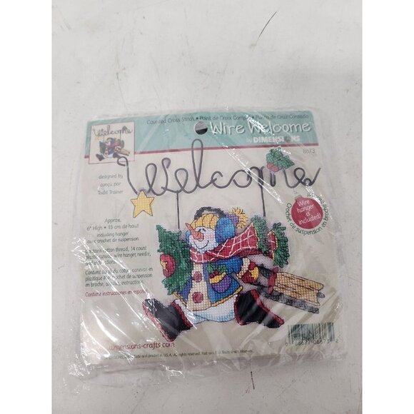 Dimensions Wire Welcome Santa Claus Snowman Greetings Counted Cross Stitch Kit - Picture 6 of 9
